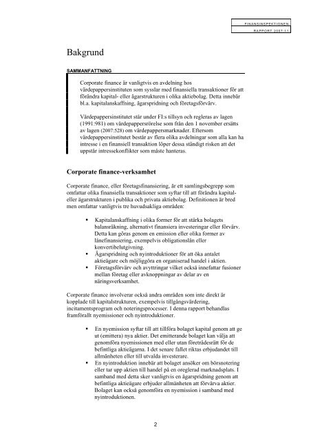 Processen vid nyintroduktioner och emissioner - Finansinspektionen