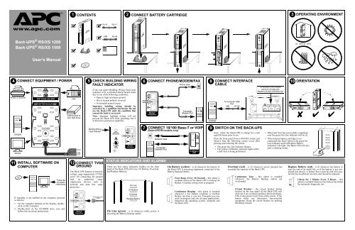 Page 1 CONNECT TVSS Back-UPS Â® RS/XS 1200 User's Manual 1 ...
