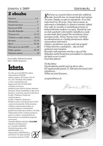 ÄÃ­slo 1/2009 - Obec Lehota