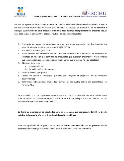 CONVOCATORIA tesis egresados