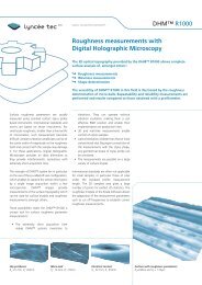 Roughness measurements with Digital Holographic ... - LyncÃ©e Tec