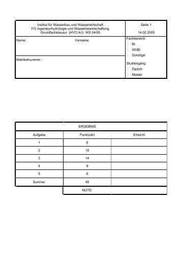 Institut fÃ¼r Wasserbau und Wasserwirtschaft FG Ingenieurhydrologie ...