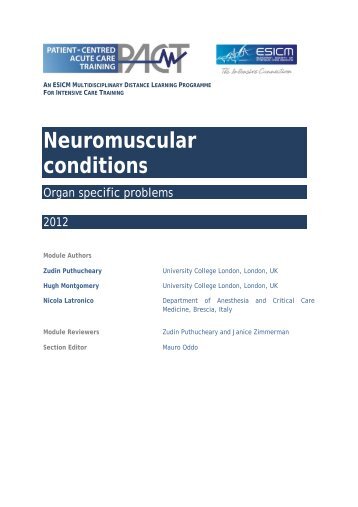 Neuromuscular conditions - PACT - ESICM