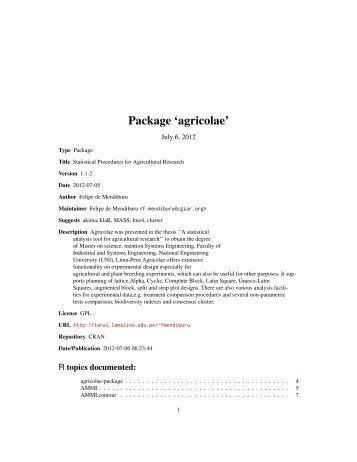 Package 'agricolae' - open source solution for an Internet free ...