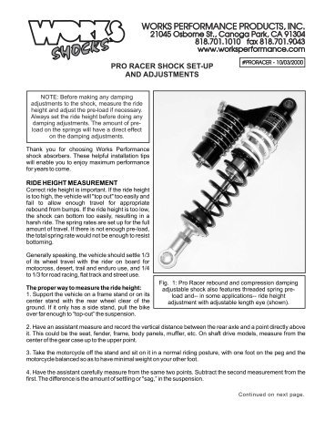 pro racer shock set-up and adjustments - Works Shocks