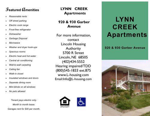 Lynn Creek Apartments Brochure 5 06 Lincoln Housing Authority