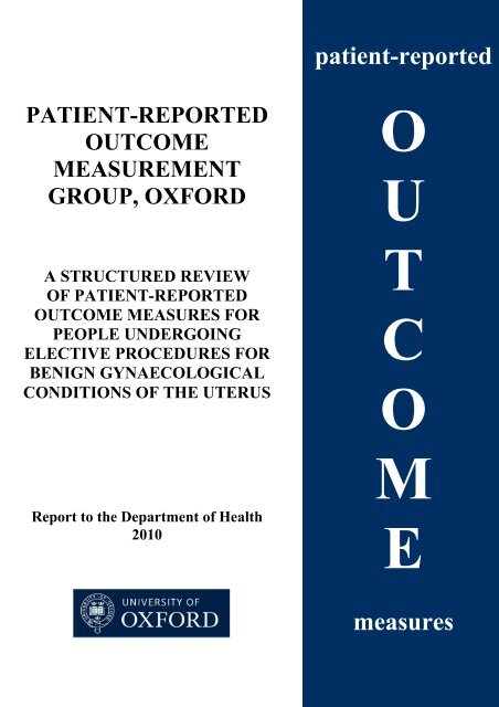 2010 review - Patient-Reported Outcomes Measurement - University ...