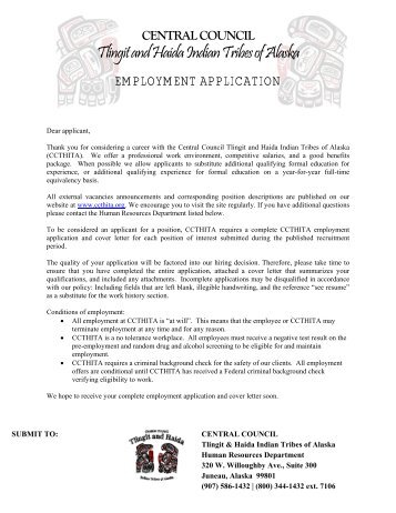 Employment Application - Central Council Tlingit Haida Indian ...