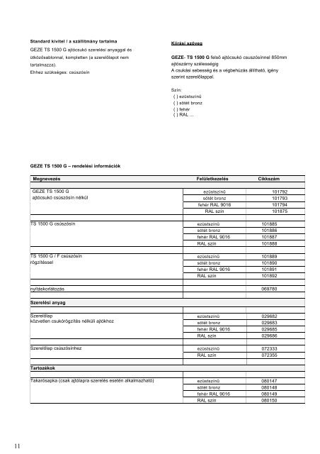 GEZE TS 1500 G - Ajtogyar.hu