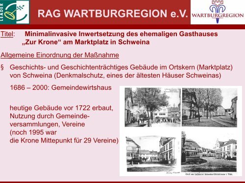 „Zur Krone“ am Marktplatz in Schweina - RAG Wartburgregion