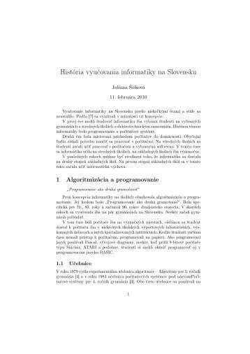 HistÃ³ria vyuÄovania informatiky na Slovensku - KSP
