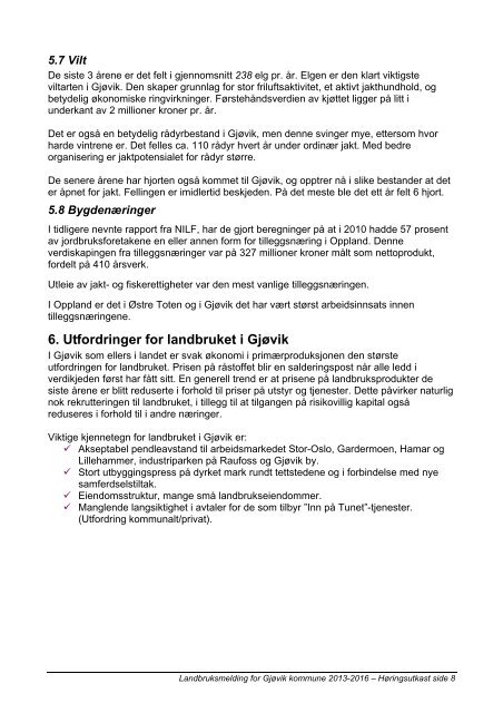 landbruksmelding for gjÃ¸vik kommune 2013 - 2016 - BIRI.NO