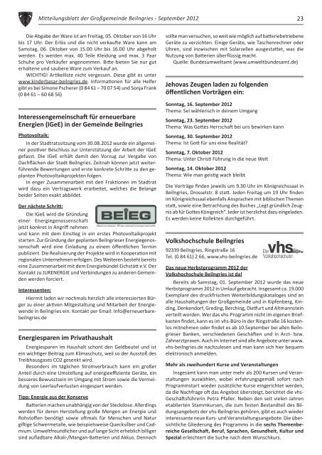 Beilngries aktuell - Ausgabe 09/2012