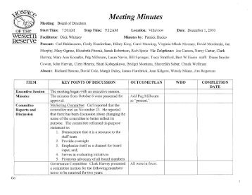 Meeting Minutes weSlern Reserve - Hospice of the Western Reserve