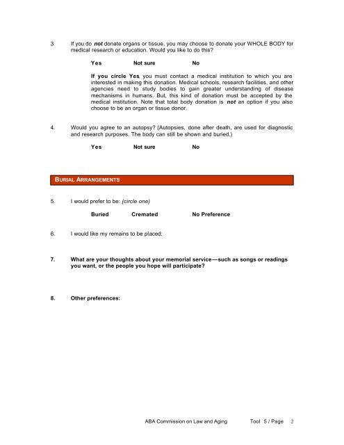 Consumer's Tool Kit for Health Care Advance Planning