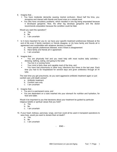 Consumer's Tool Kit for Health Care Advance Planning