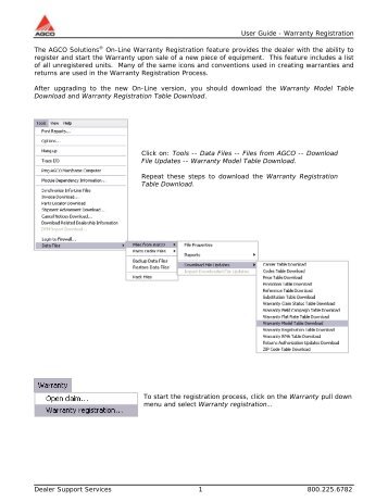 User Guide - Warranty Registration Dealer ... - AGCO DSS Team