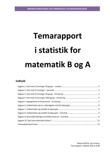 Temarapport i statistik for matematik B og A - matema10k