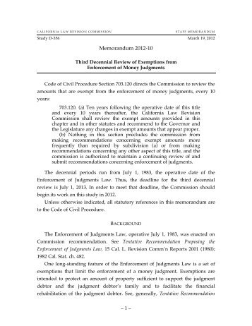 Memorandum 2012-10 - California Law Revision Commission