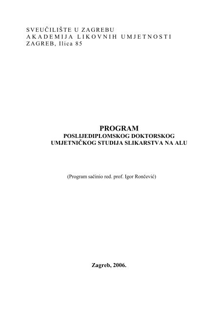 Slikarstvo - doktorski studij (pdf) - Akademija likovnih umjetnosti ...