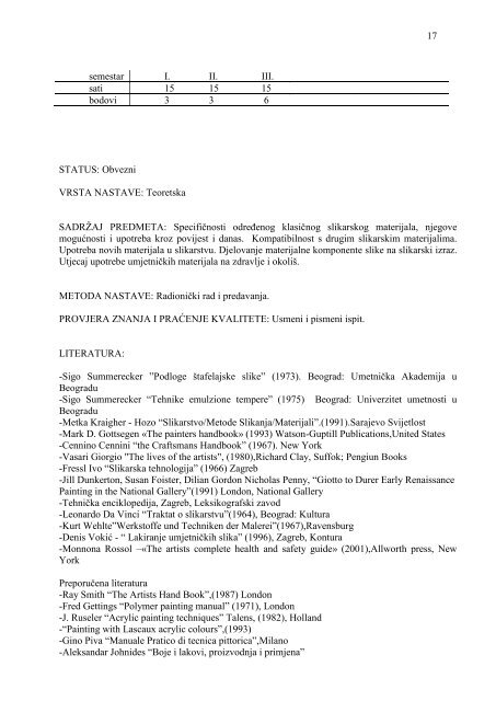 Slikarstvo - doktorski studij (pdf) - Akademija likovnih umjetnosti ...