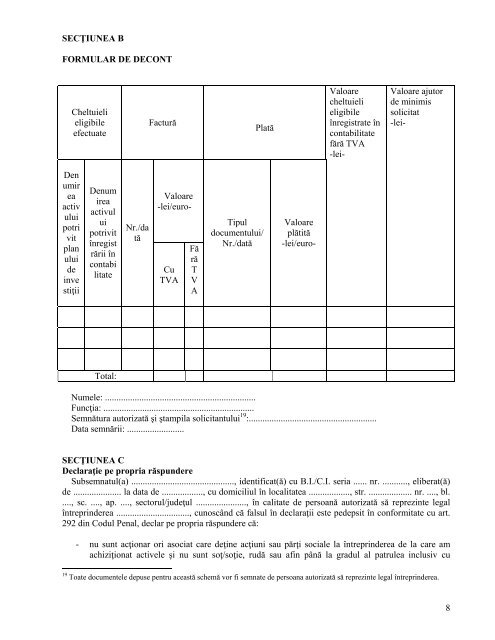 SECŢIUNEA B FORMULAR