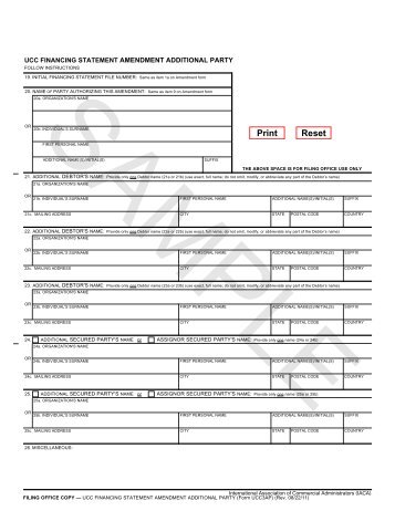 UCC Financing Statement Amendment Additional Party (UCC3AP)