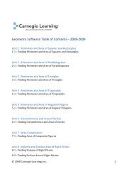 Geometry Software Table of Contents 2008-2009 - Carnegie Learning