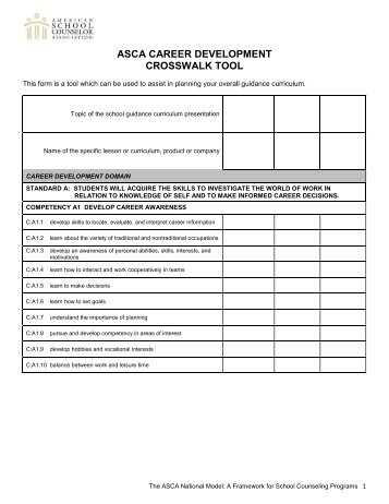 ASCA CAREER DEVELOPMENT CROSSWALK TOOL