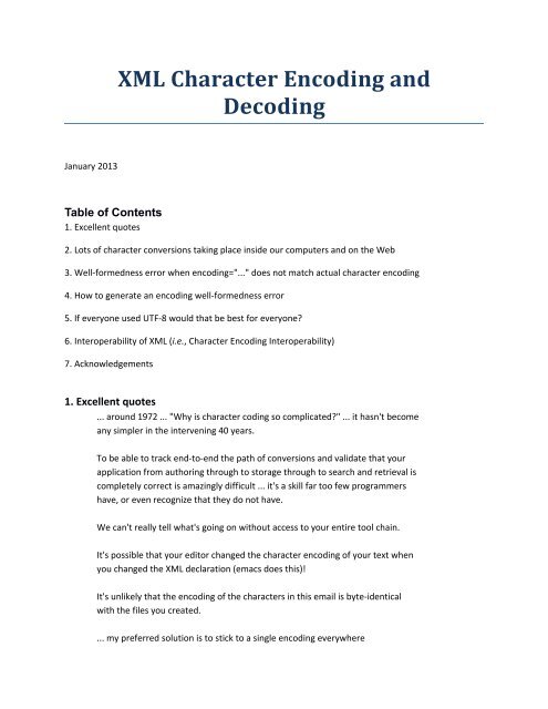 XML Character Encoding and Decoding - xFront