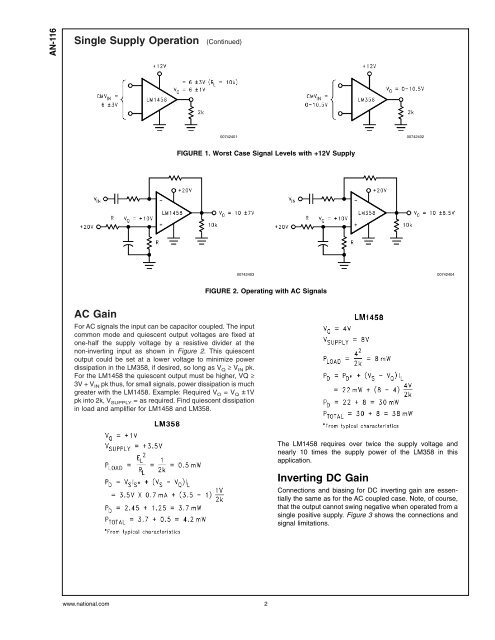 Application Note 116 Use the LM158/LM258/LM358 Dual, Single ...