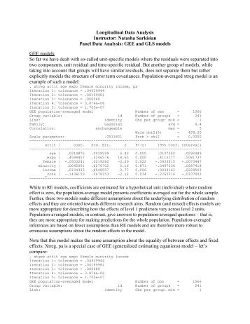 Longitudinal Data Analysis Instructor: Natasha ... - Sarkisian.net