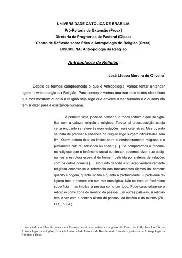 Antropologia da ReligiÃ£o - Universidade CatÃ³lica de BrasÃ­lia