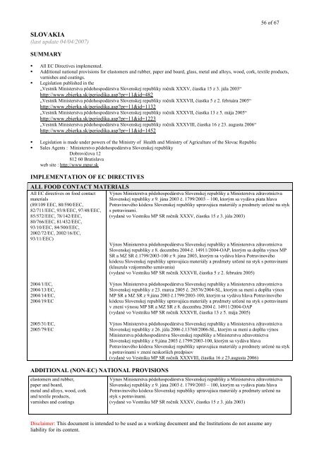 Compendium of National Regulations for FCM - Vmk