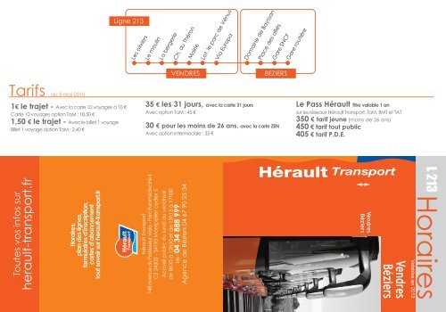 horaires ligne 213 - Sortie Ouest