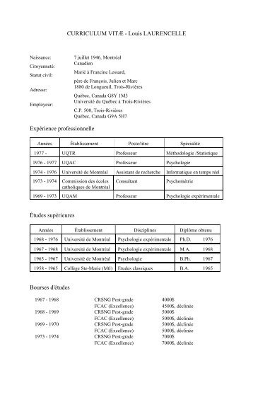 C:\Documents and Settings\laurencl\bureau\CV.wpd - UniversitÃ© du ...