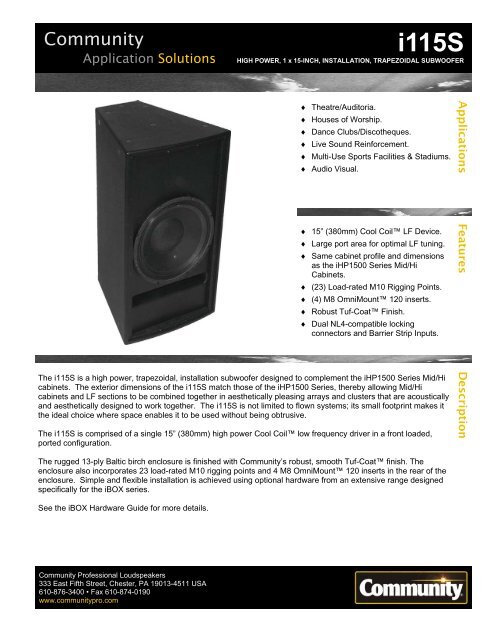 community 15 inch speakers