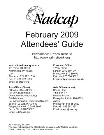 February 2009 Attendees' Guide - Performance Review Institute