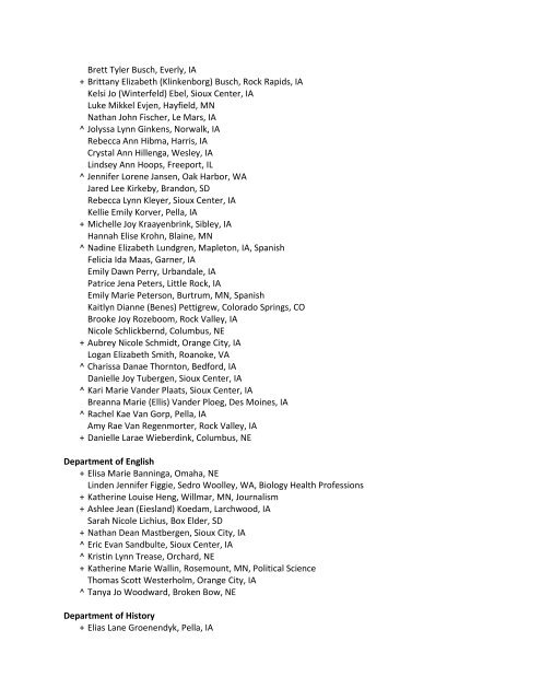 Spring 2013 Commencement List