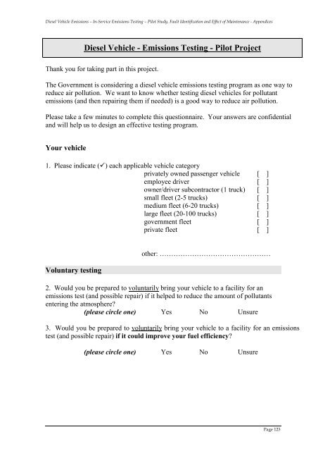 Pilot Study, Fault Identification and Effect of Maintenance