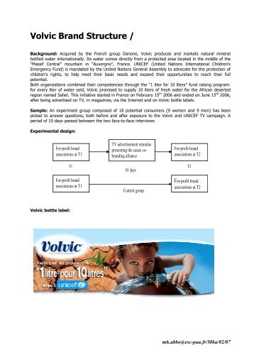 Volvic Brand Structure / - ESC Pau