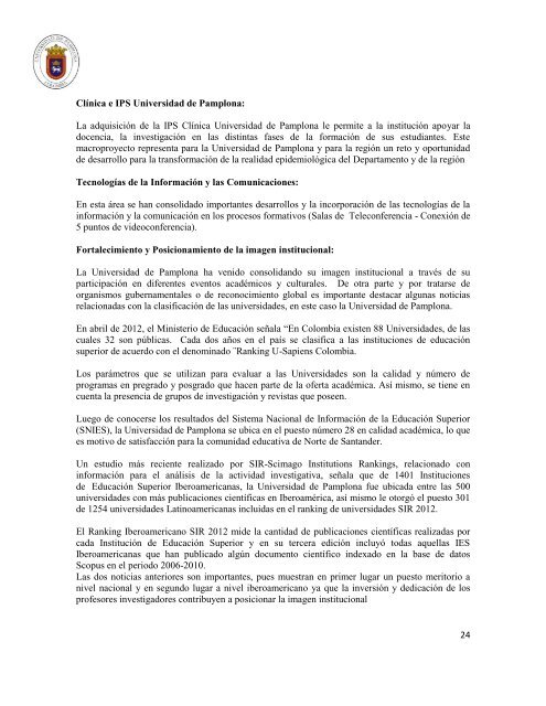 Plan de Desarrollo Institucional 2012 - 2020 - Universidad de ...