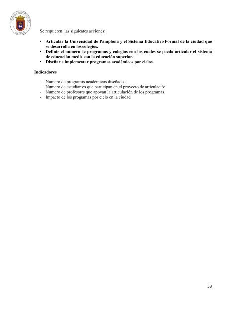 Plan de Desarrollo Institucional 2012 - 2020 - Universidad de ...