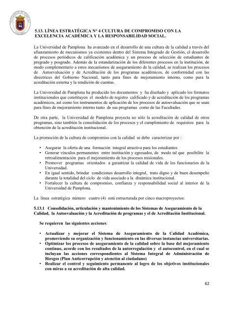 Plan de Desarrollo Institucional 2012 - 2020 - Universidad de ...