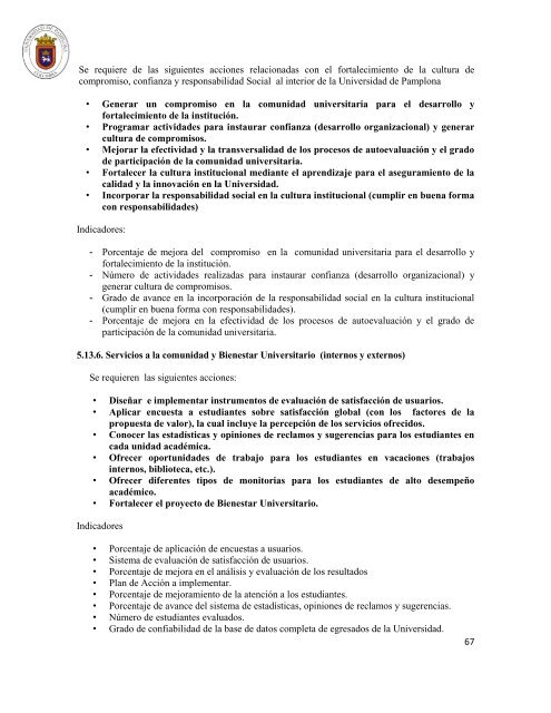 Plan de Desarrollo Institucional 2012 - 2020 - Universidad de ...