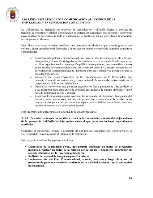 Plan de Desarrollo Institucional 2012 - 2020 - Universidad de ...