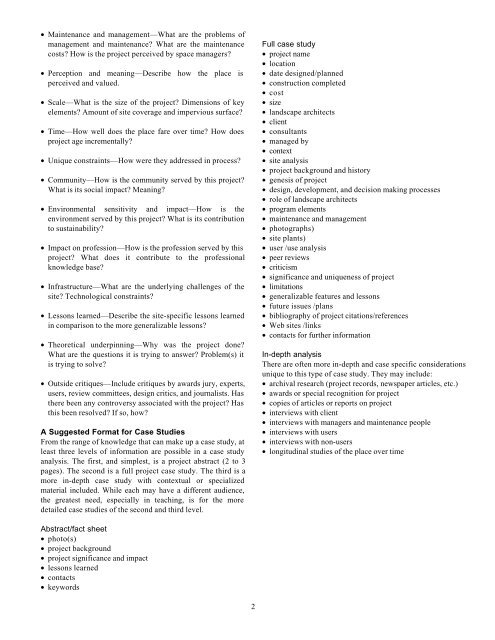 A Case Study Method Abstract - Landscape Architecture Foundation