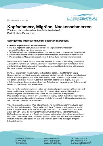 Kopfschmerz, Migräne, Nackenschmerzen - Laserzentrum ...