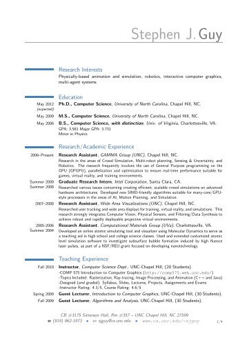 Resume/CV - Department of Computer Science