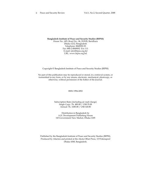 Peace and Security Review, Vol.1 No. 2 - International Centre for ...